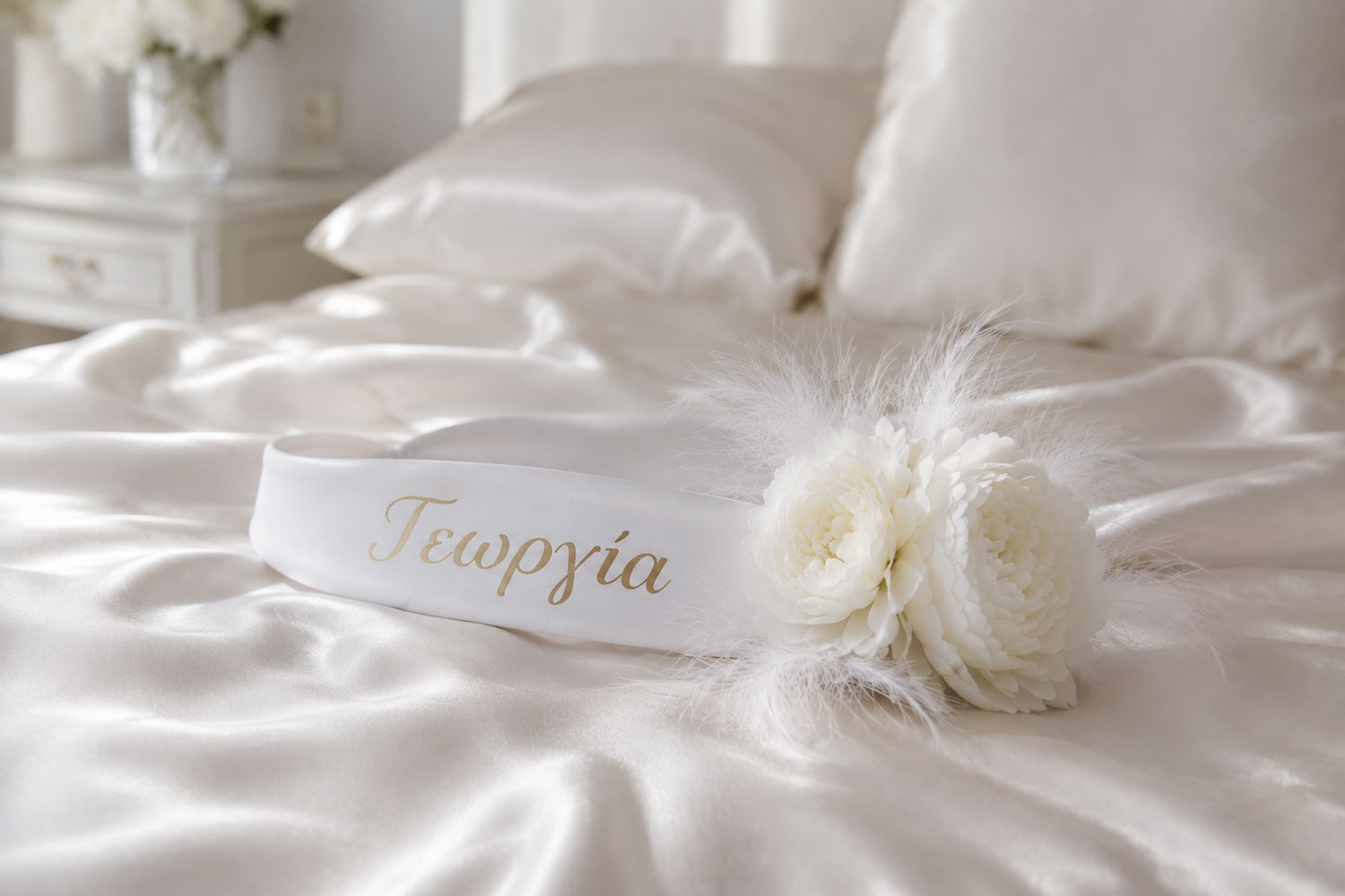 Νυφική Κορδέλα Μαλλιών – White Elegant Collection